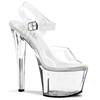 Pleaser - SKY308 Ankle strap sandal, Pole dance shoes - Pole dance shoes - Transparent/Silver coloured Product image